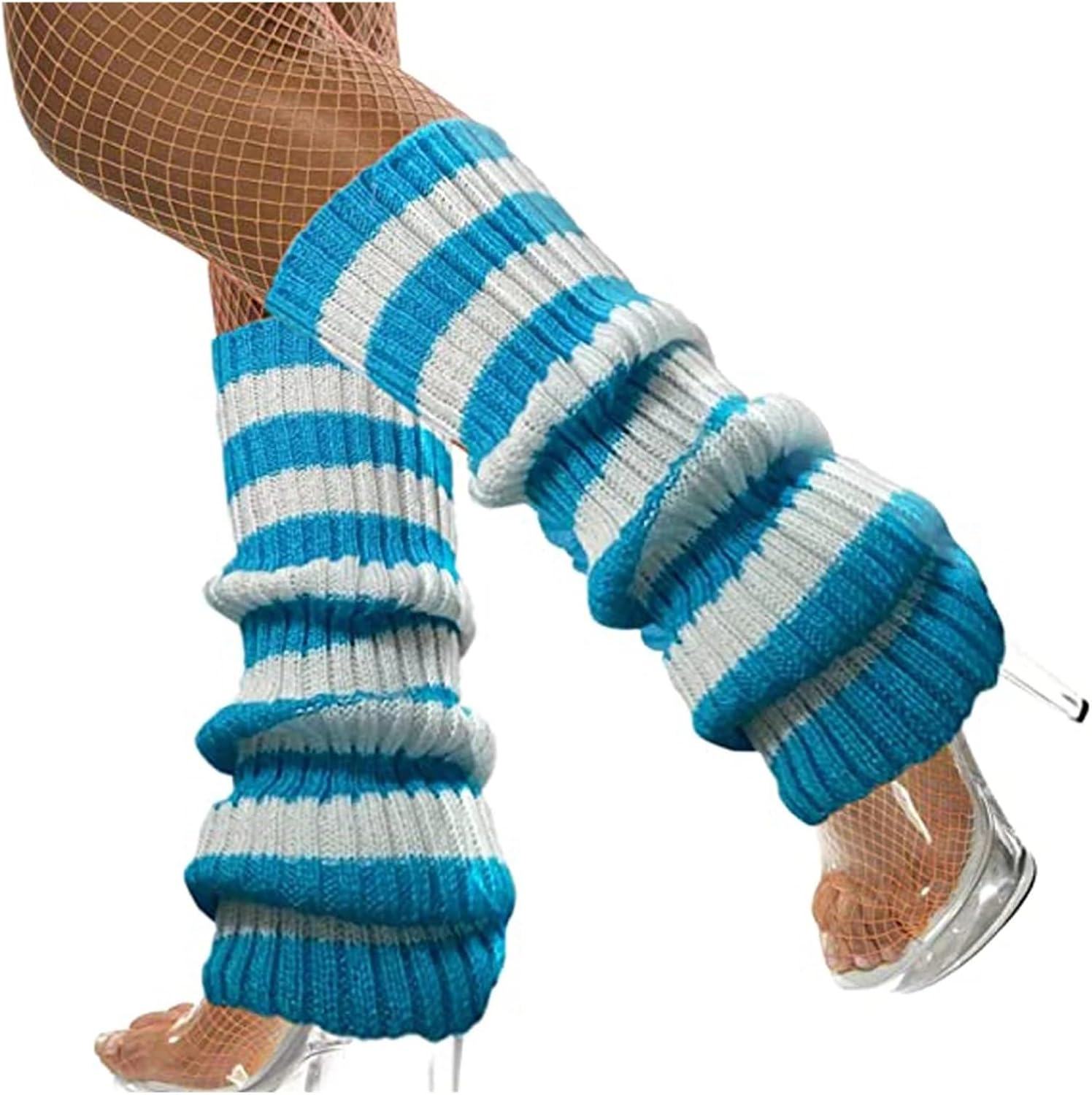 3 Pcs Women's Autumn Long Knitted Foot Cover Leg Breathable Warmers Winter Protector Stocking Legging Ladies Striped Warmersocks(Color 3)