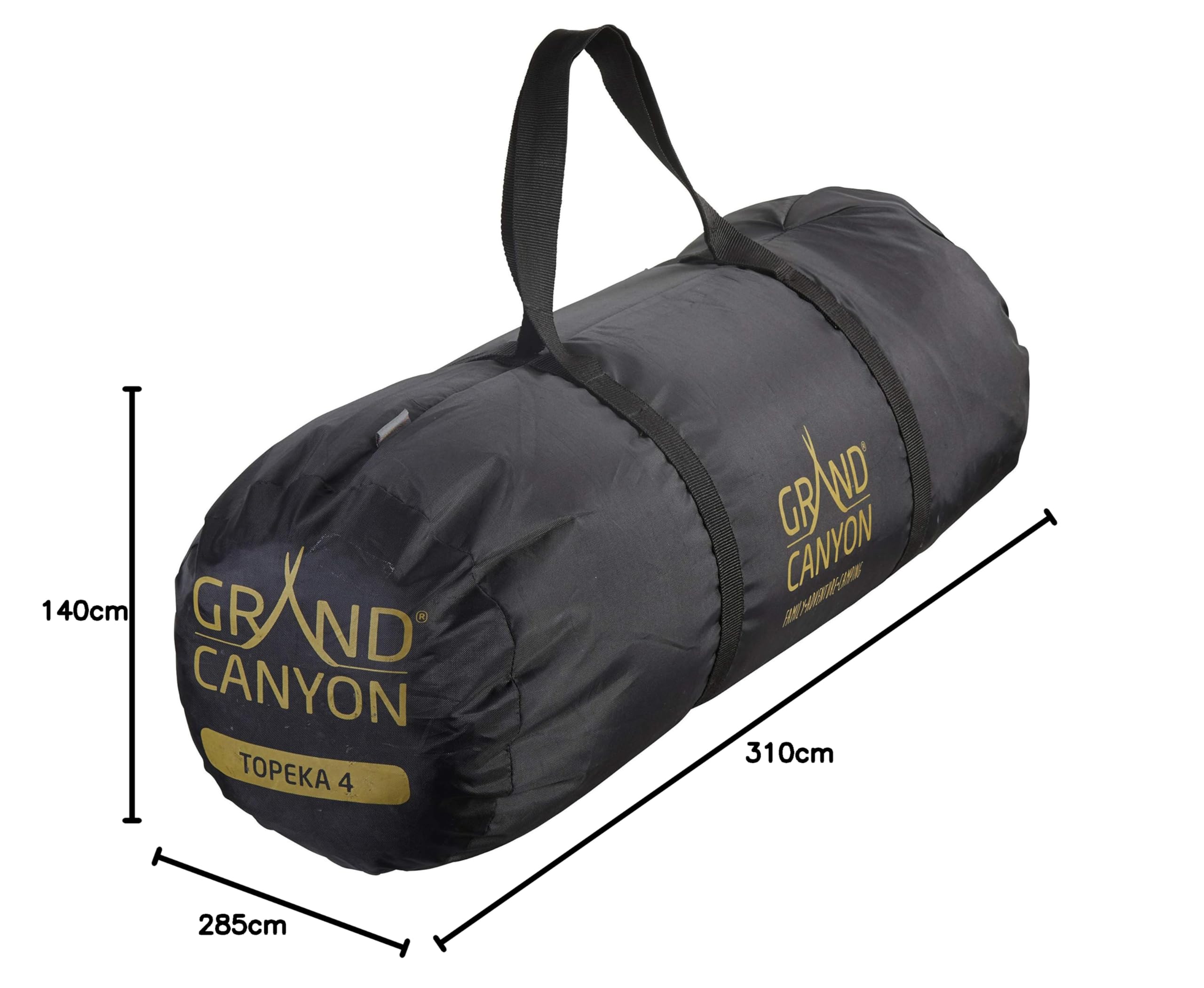 GRAND CANYON Tienda de campaña Topeka 4 – espaciosa tienda de campaña para 4 – 5 personas con gran ábside y ventilación GrandFlow