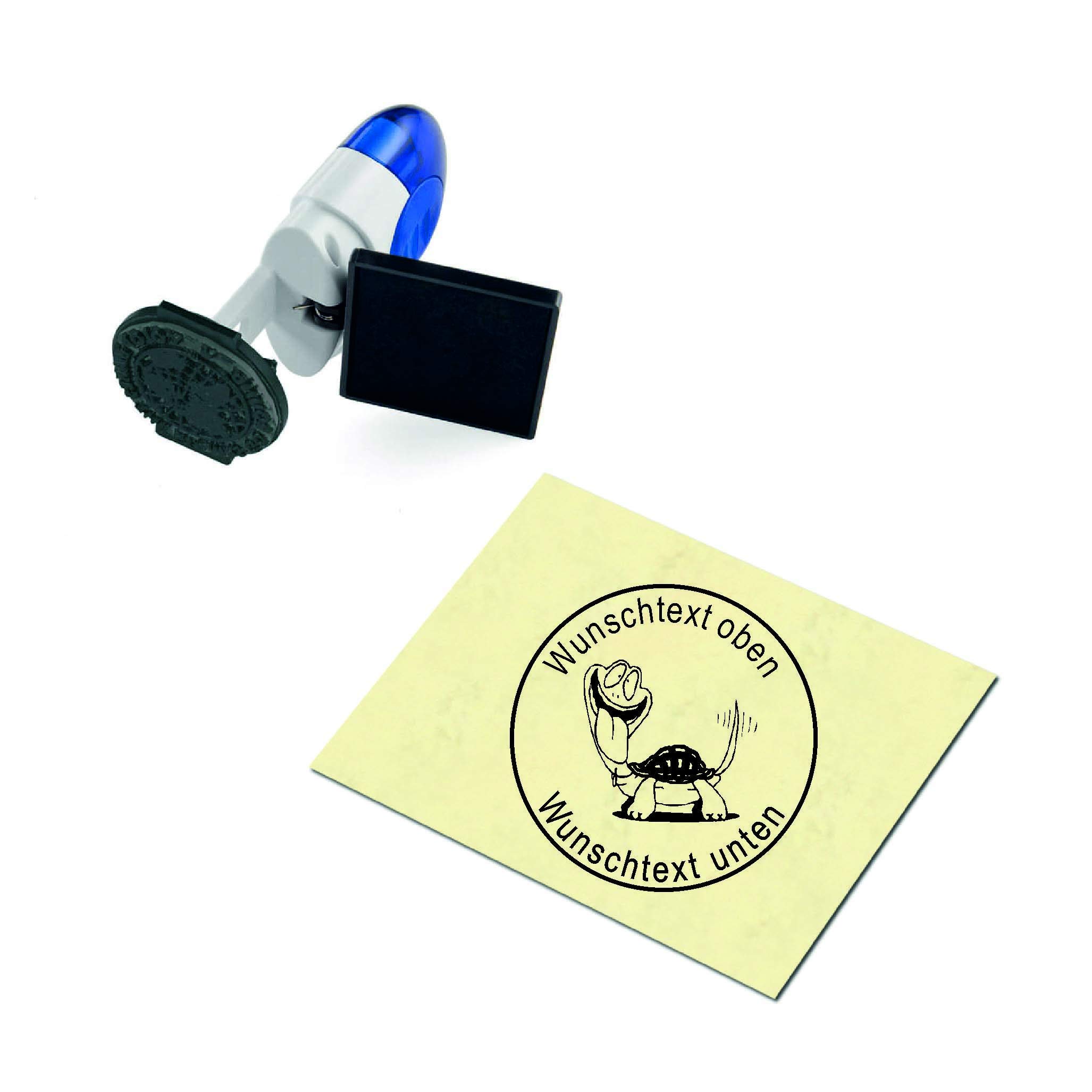 Diving Stamp Crazy Turtle with Name and Diving Saying – Approx. Diameter 24 mm – 3 Colours