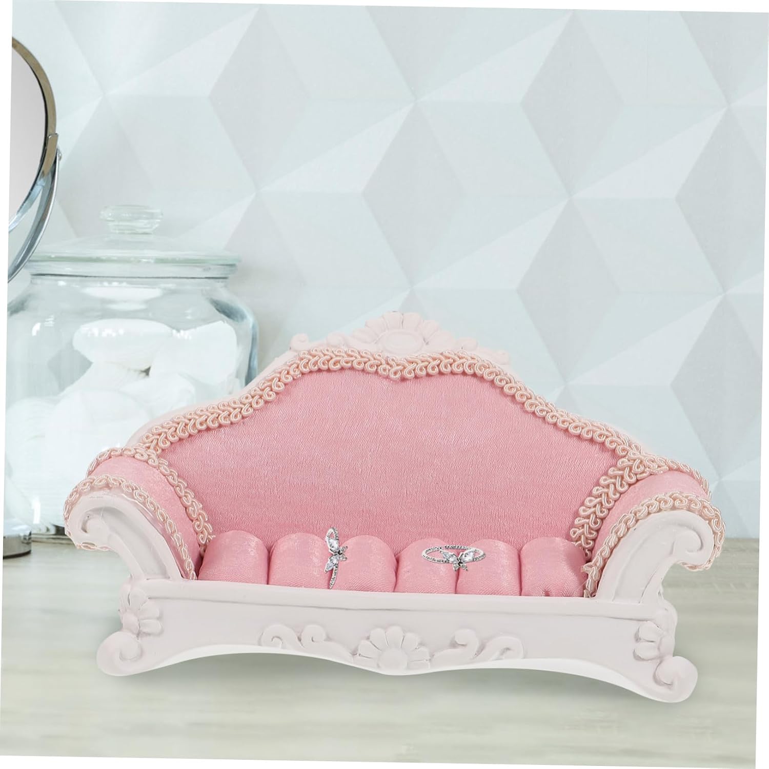 IMIKEYA Sofa Shape Jewelry Display Stand with Premium Cloth and Ring and Earring Organizer for Countertop Elegant Jewelry Holder Protecting Accessories From Damage image 5