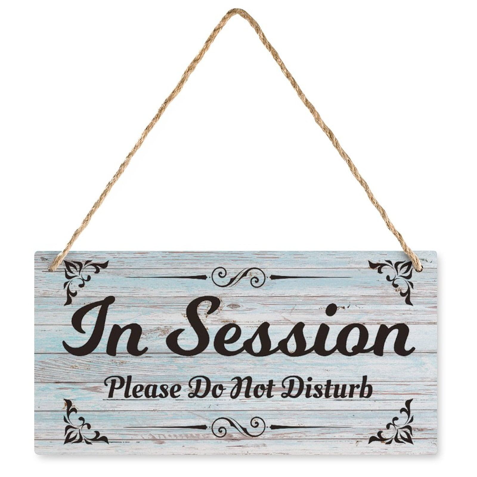 Wooden Hanging Sign in Session Quiet Please Do Not Disturb | Farmhouse Front Door Porch Home Wall Plaque | 12x6 Inch
