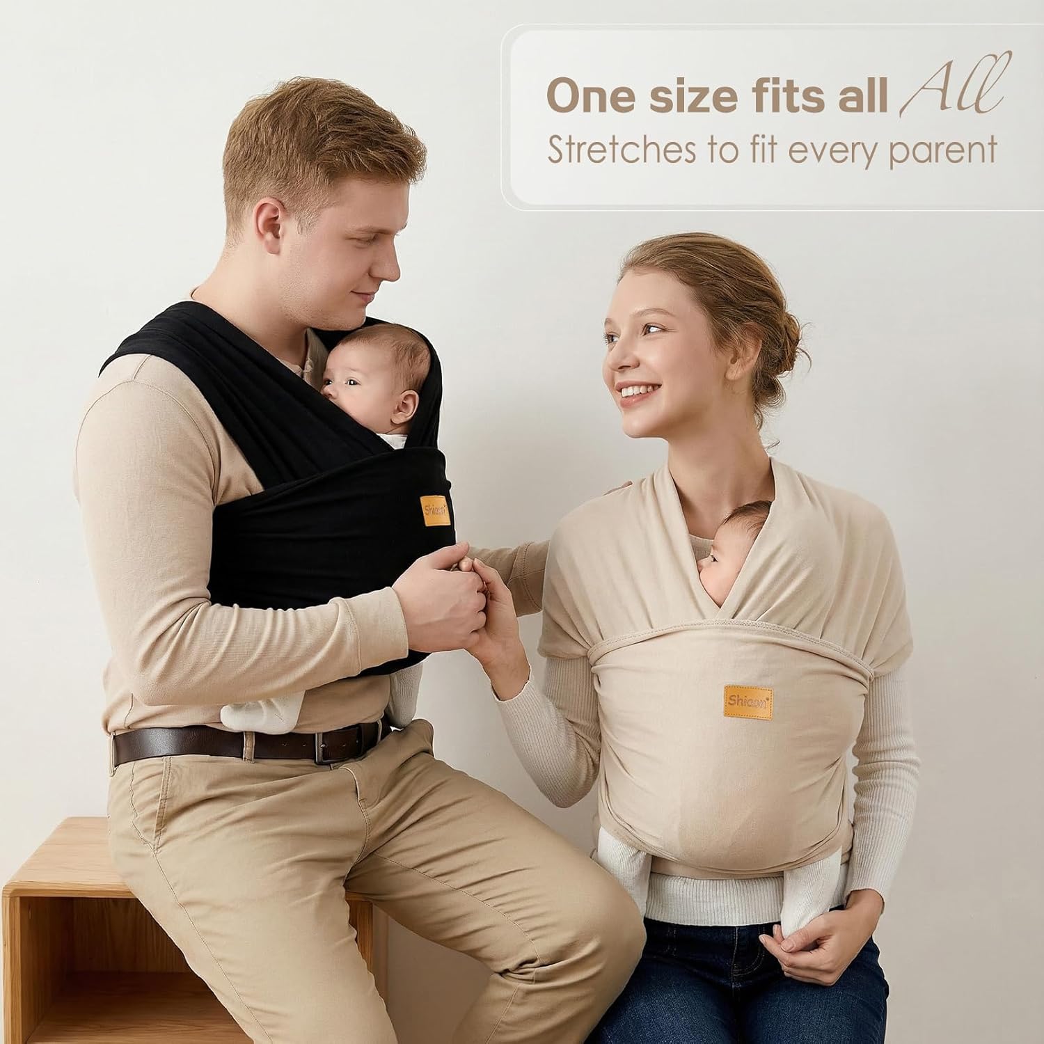 Baby Wrap Carrier, Baby Carrier Wrap Newborn(7-35lbs), Cotton Baby Sling Carriers Wearing Wrap Hands Free, Cozy Newborn Wrap One Size Fits All, Black