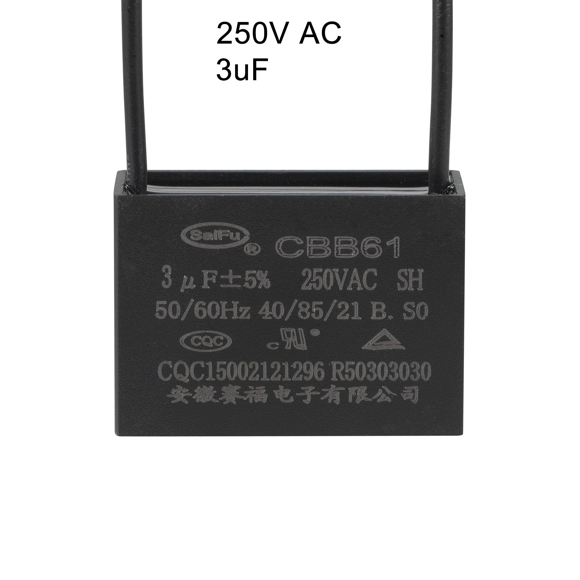 Amazon | uxcell 天井ファンコンデンサ CBB61 3uF 250V AC 2線 金属化 