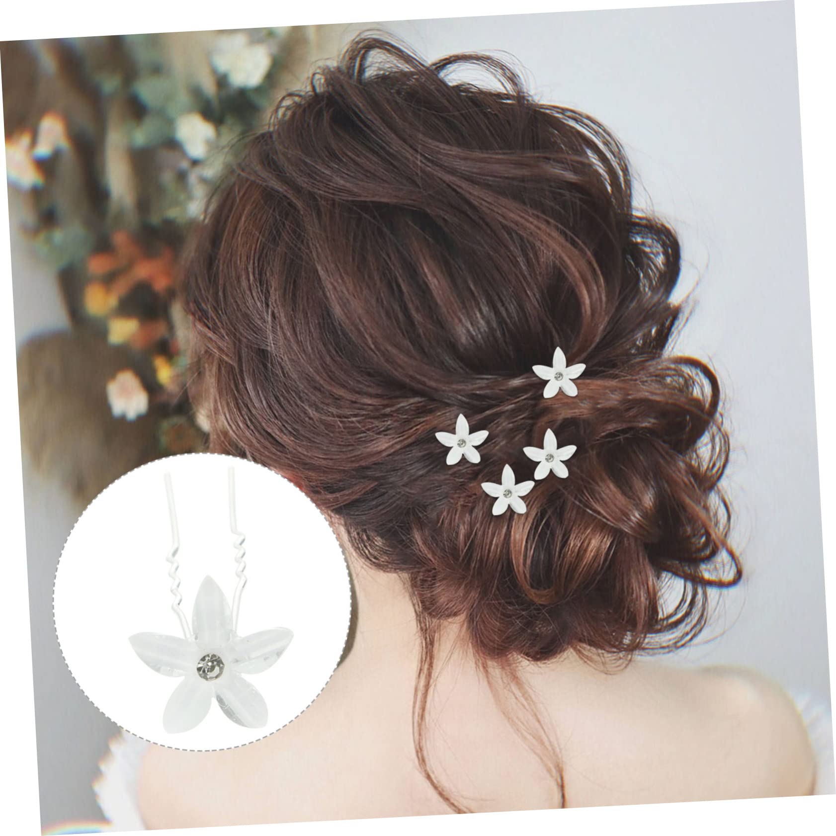 Abaodam 5 Juegos De Horquillas De Flores Para Novia En Forma De U Para El Pelo Tocado De Boda Elegante Decoración Para El Pelo De Boda Para Banquetes Y Fiestas 20 Unidades X 5