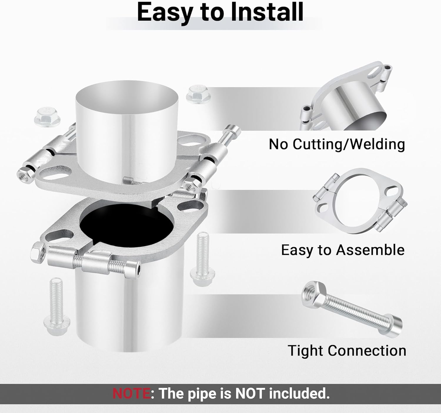 EVIL ENERGY Split Flange Repair Kit, Exhaust Flat Oval Flange Connection, Carbon Steel Exhaust Flange Replacement (2, 3.0")