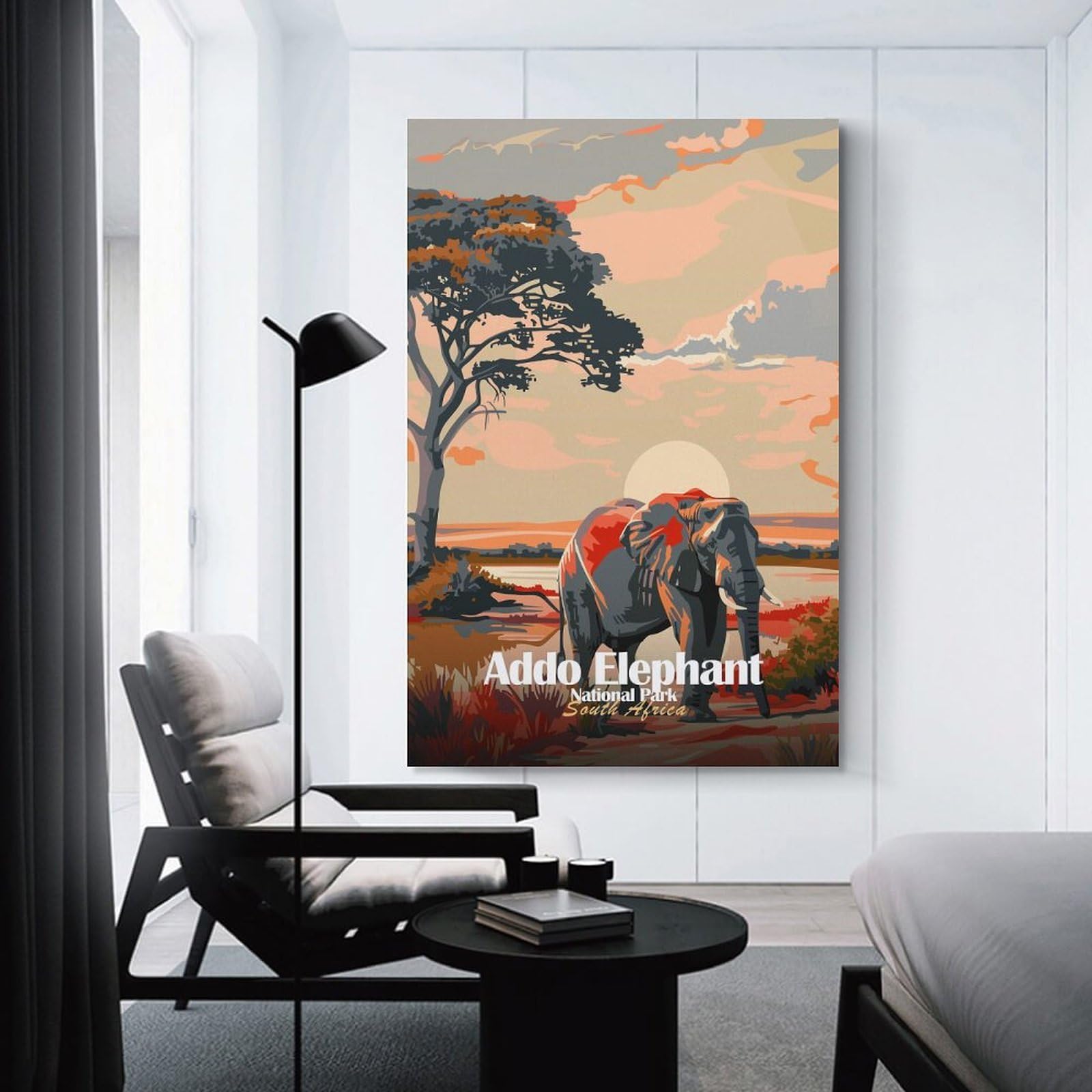 Junmoney Addo Elephant National Park South Africa Canvas Wall Picture 08x12inch(20x30cm), for Living Spaces, Bedrooms Or Relaxed Rooms, Modern Wall Decor for Cosy Interiors