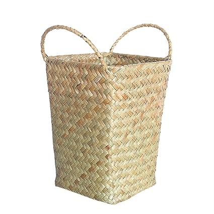OLOMA Picnic Set, Basket Woven Storage Rattan Baskets Flower Picnic Pot Seagrass Box Belly Laundry Decorative Planter Planter (Size : Large)