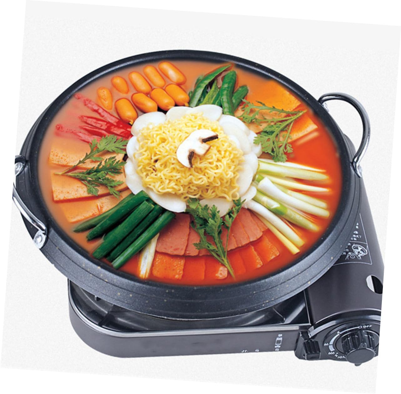 OUNONA Non Stick Round Barbecue Pan Outdoor Grill Plate for Korean Bbq Double Ear Design Smooth Surface for Indoor Outdoor Use Easy Clean Versatile Baking Tray for Family Gatherings