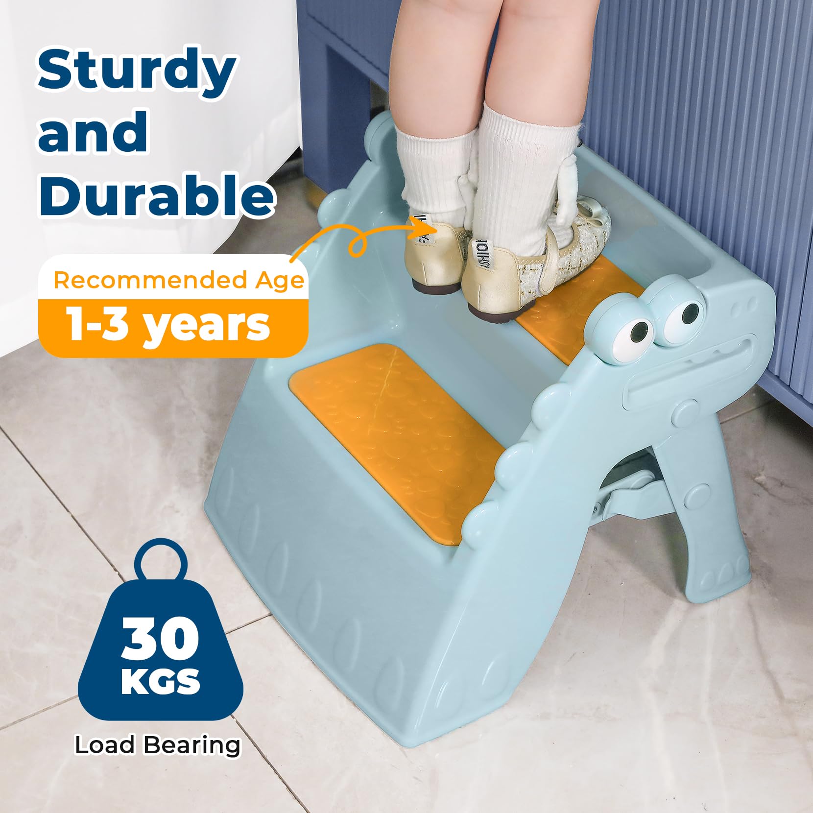 Onasti Taburete plegable para niños pequeños, taburete de 2 escalones para niños, taburete de entrenamiento antideslizante para niños, taburete plegable para baño, fregadero, encimera de cocina con