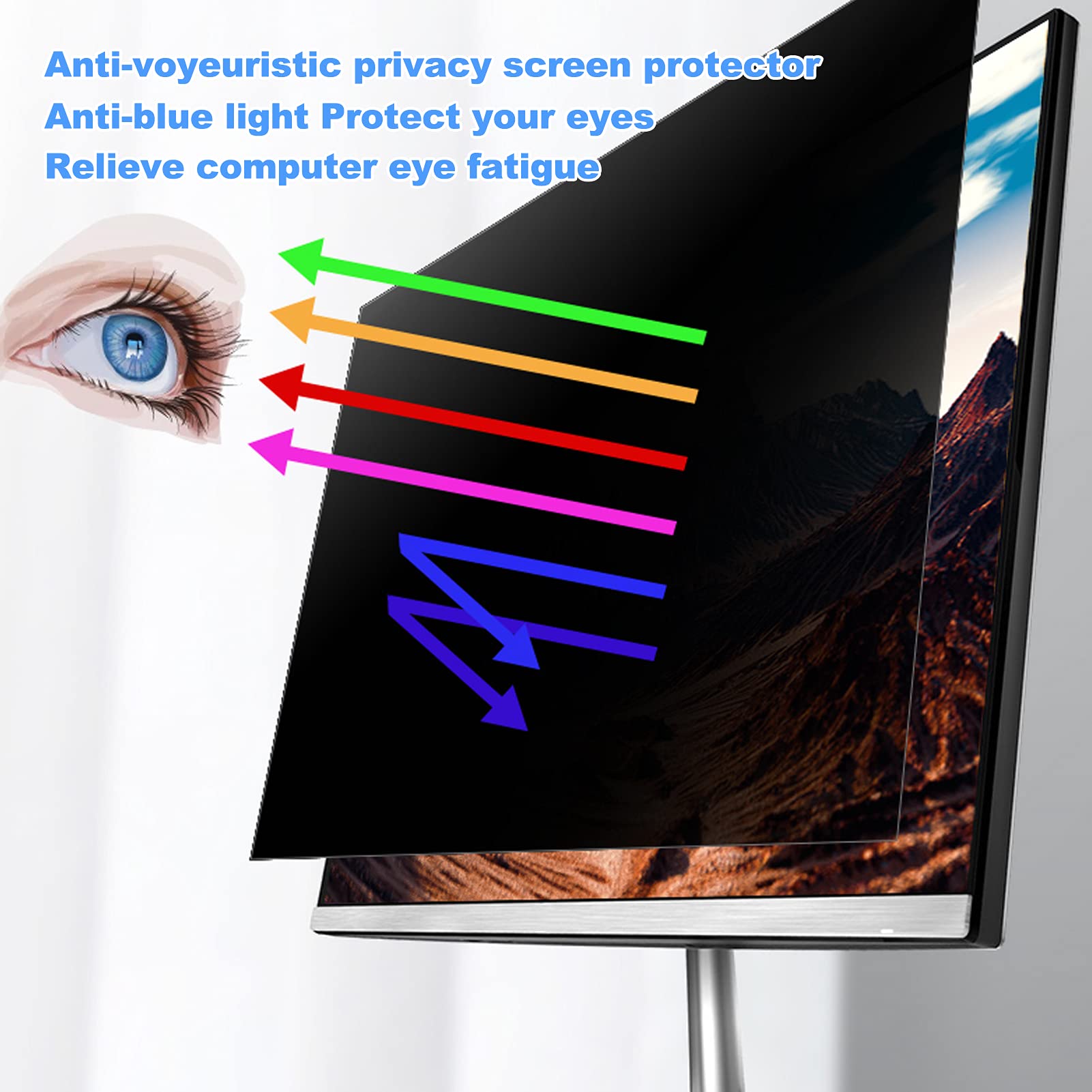Pantalla de privacidad para computadora de 35 pulgadas, extraíble, antiarañazos, antiespía, filtro de privacidad antideslumbrante, película de protección ocular de luz azul, dos métodos de