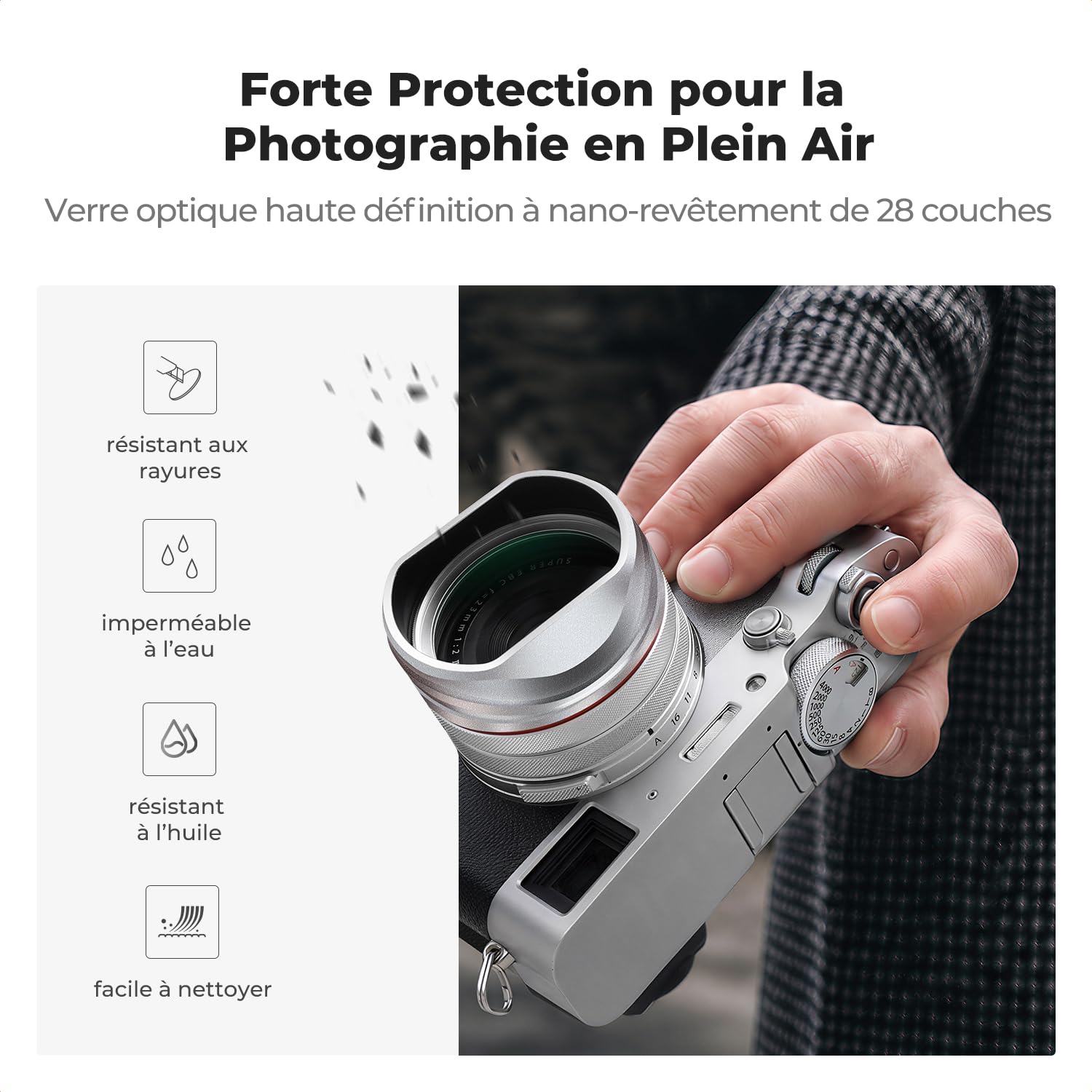 K&F CONCEPT Filtre UV Bouchon Pare-Soleil Compatible avec Fujifilm X100