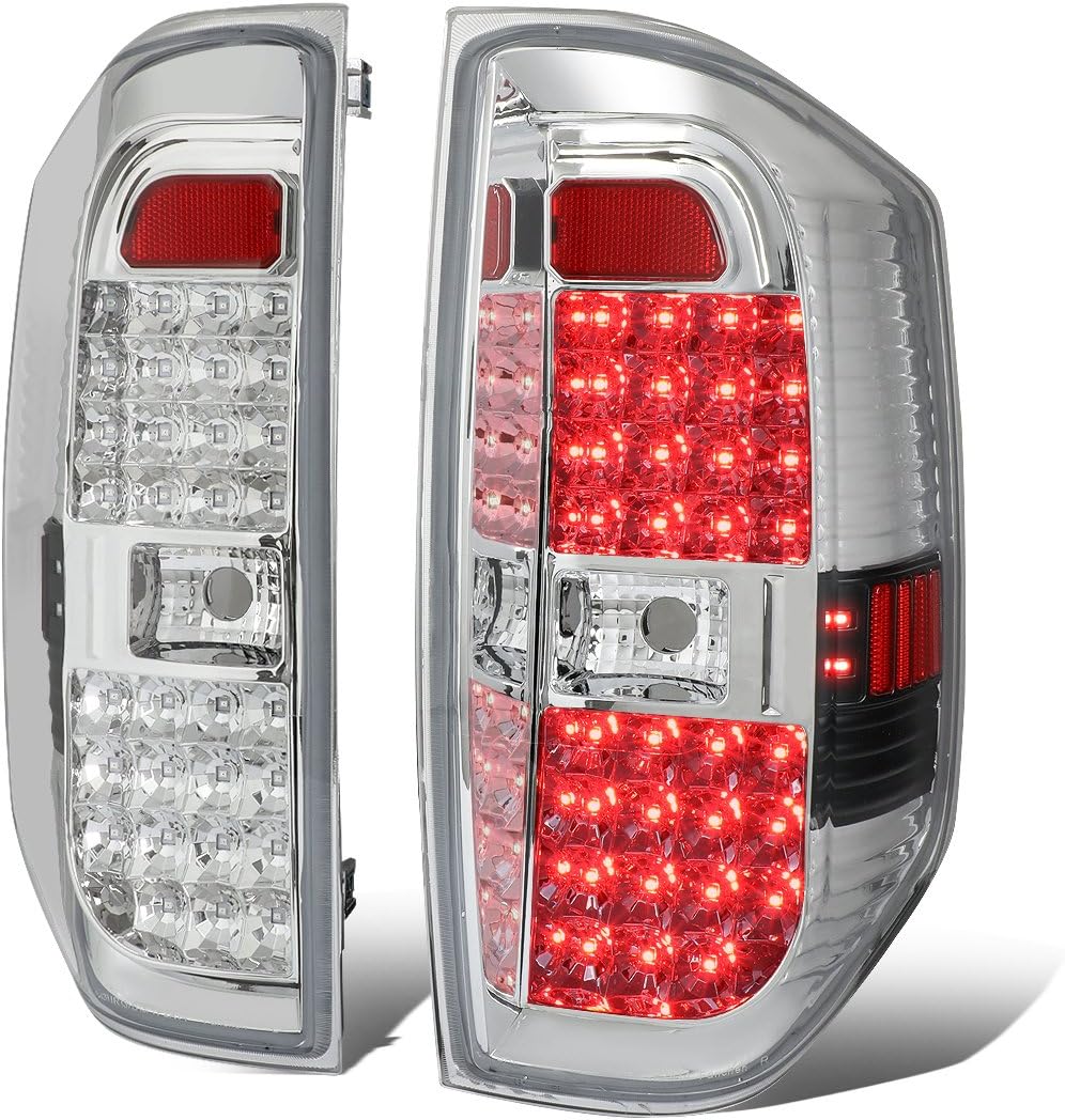 Auto Dynasty Full LED Tail Lights Assembly Compatible with 2014-2021 Tundra Rear Brake Lamps Driver and Passenger Side, Black Housing Clear Lens