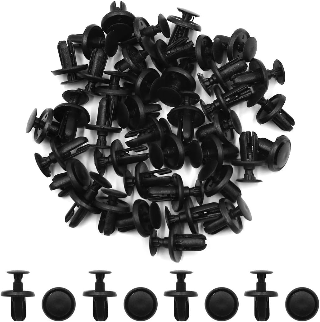 uxcell 40pcs 6mm Hole 15mm Hole Head Cars Defender Door Clips Trim Fasteners Black