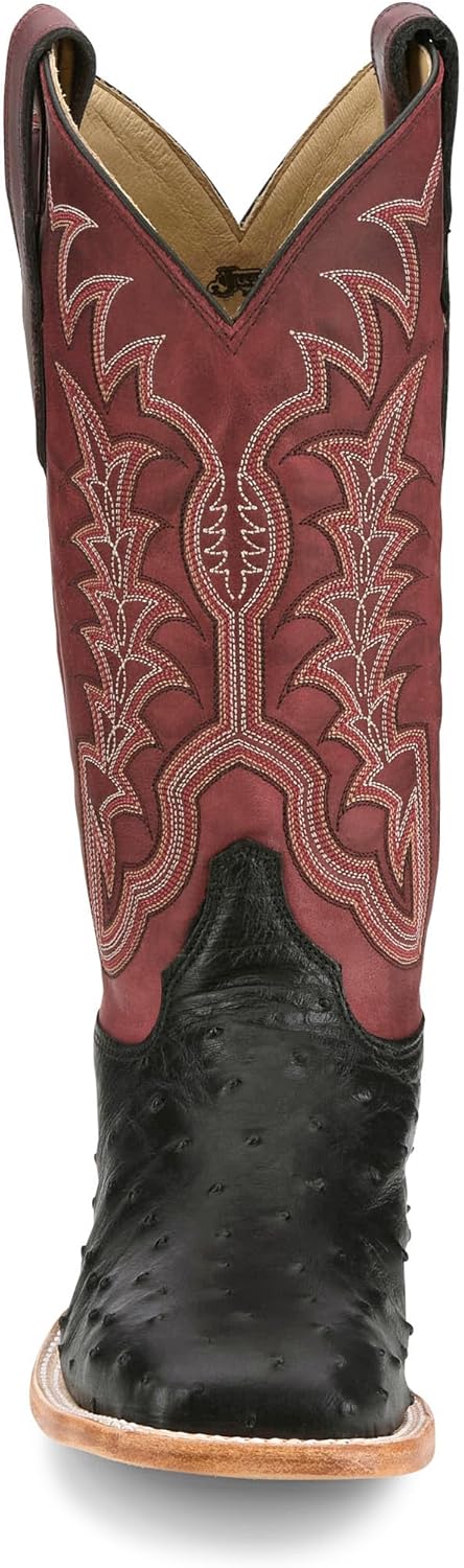 Justin Boot Company Men's Chisolm Full Quill Ostrich 13in Salsa Red Cowhide Top