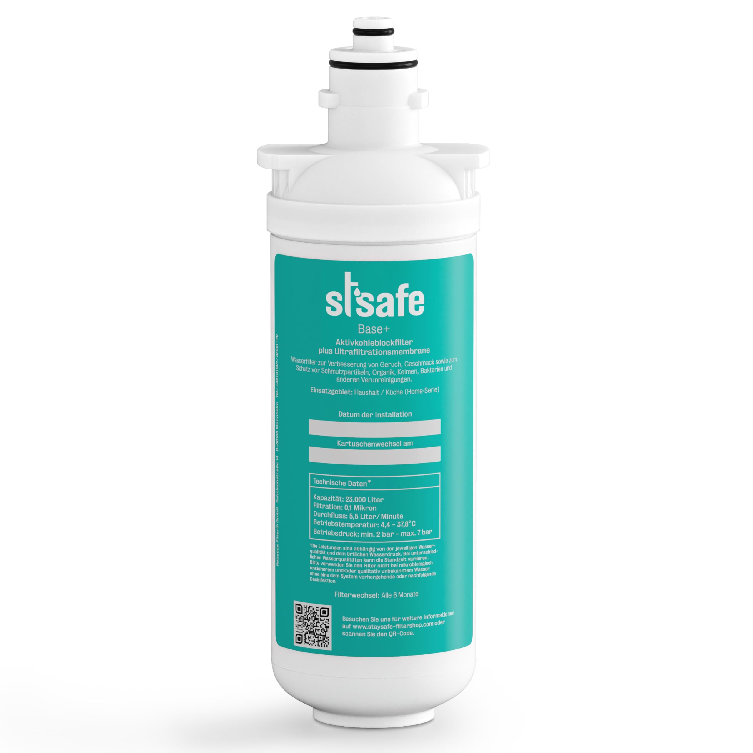 BASE+ Ersatzfilter | Untertisch Wasserfilter Ersatzkartusche passend zu den StSafe Filtern der HOME-Serie | Schnellwechselsystem I doppelte Filtration I Filtersystem Wasser I Trinkwasserfilter