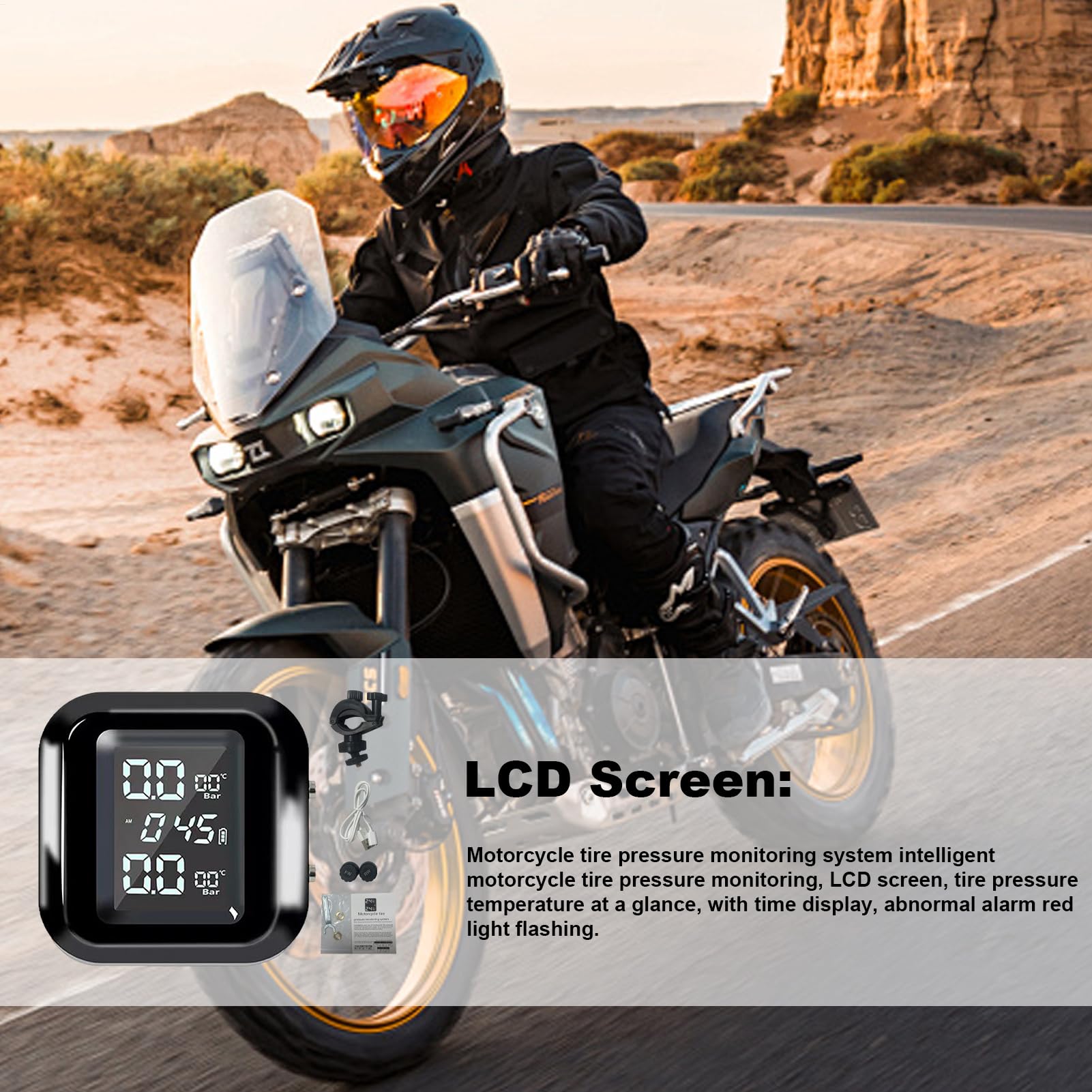 Sensore pneumatico per moto, resistente alle intemperie, manometro