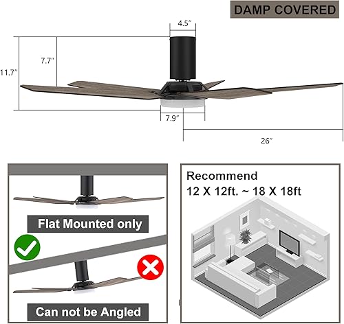 Miniatura 3 de SMAAIR Ventilador de techo de 52 pulgadas con luces y control remoto, control de ventilador de techo WiFi con Alexa, Google Assistant, Siri