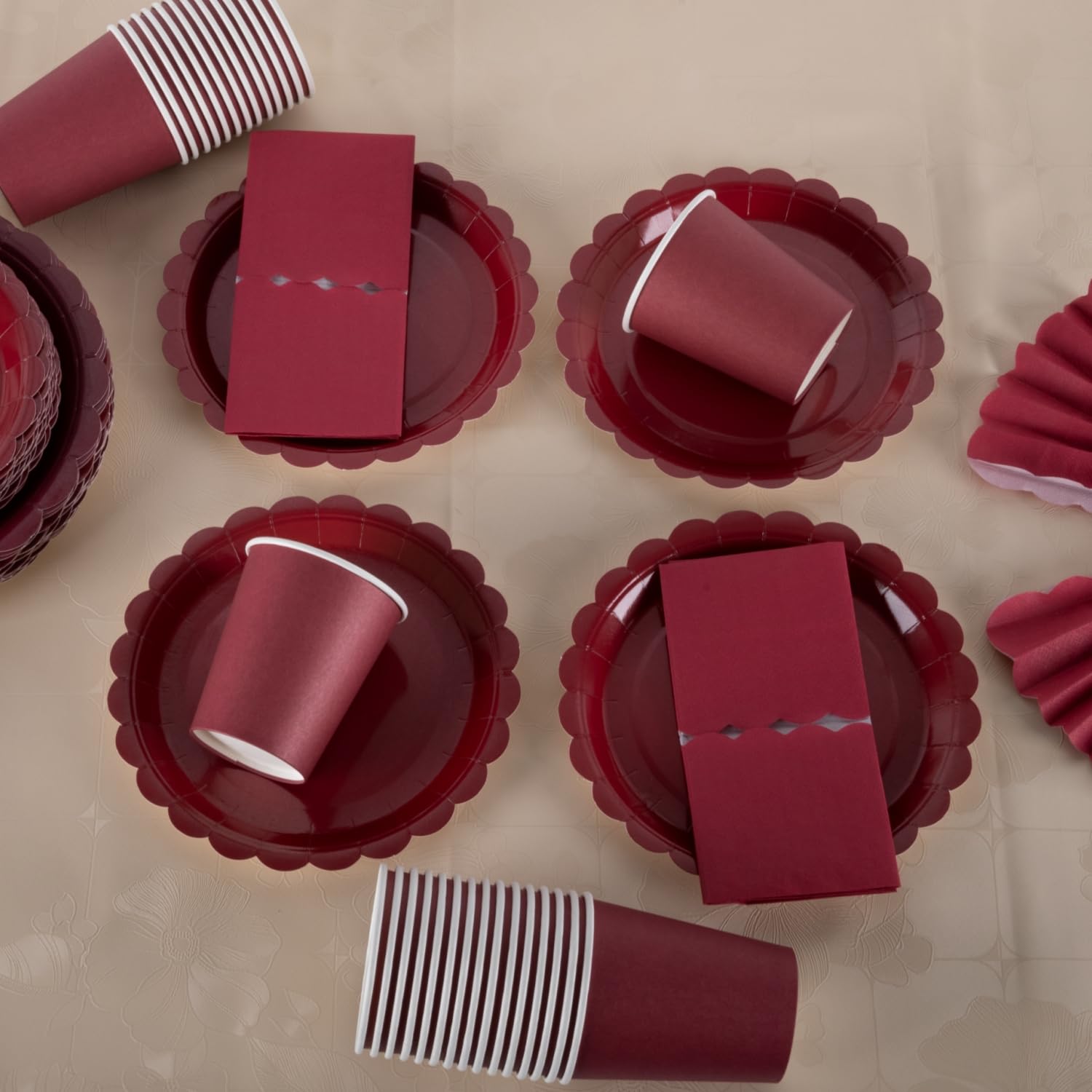 Set di stoviglie per feste per 30 ospiti, piatti di carta, tovaglioli e bicchieri da 18 cm e 23 cm, accessori per feste per compleanno, matrimonio, anniversario, Natale