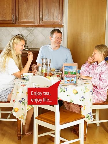 Miniatura 7 de TeeLux Té negro descafeinado, bolsas de té negro descafeinado, tamaño familiar, sabor suave y refrescante, té helado sin azúcar, 30 unidades