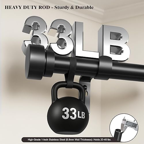 Miniatura 4 de Oneach Barras de cortina negras para ventanas de 28 a 48 pulgadas, juego de barras de cortina de metal resistente de 1 pulgada de longitud