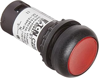 Eaton c22s-drl-r-k01 – 24 – Interruptor de botón, iluminada, empotrado, mantener funcionamiento, Rojo, LED de color negro bisel color, SPST-NC contactos, 24 VAC/VDC voltaje