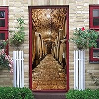 Vista 153 de 3D Pegatina de pared adhesiva para puerta - Poster de película de escaleras antiguas Premium PVC impermeable para pared de dormitorio y sala