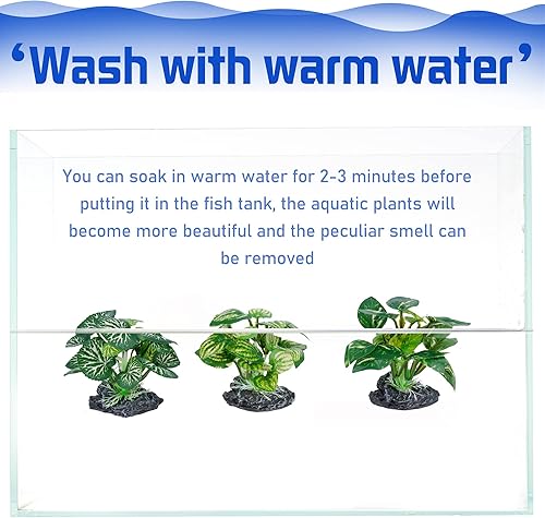 Miniatura 5 de Ameliade Plantas de acuario Decoraciones de pecera Betta Silk Leaf Pad Hamaca Cíclidos Decoración Pequeña Pecera Accesorios Adornos Tortuga Reptiles