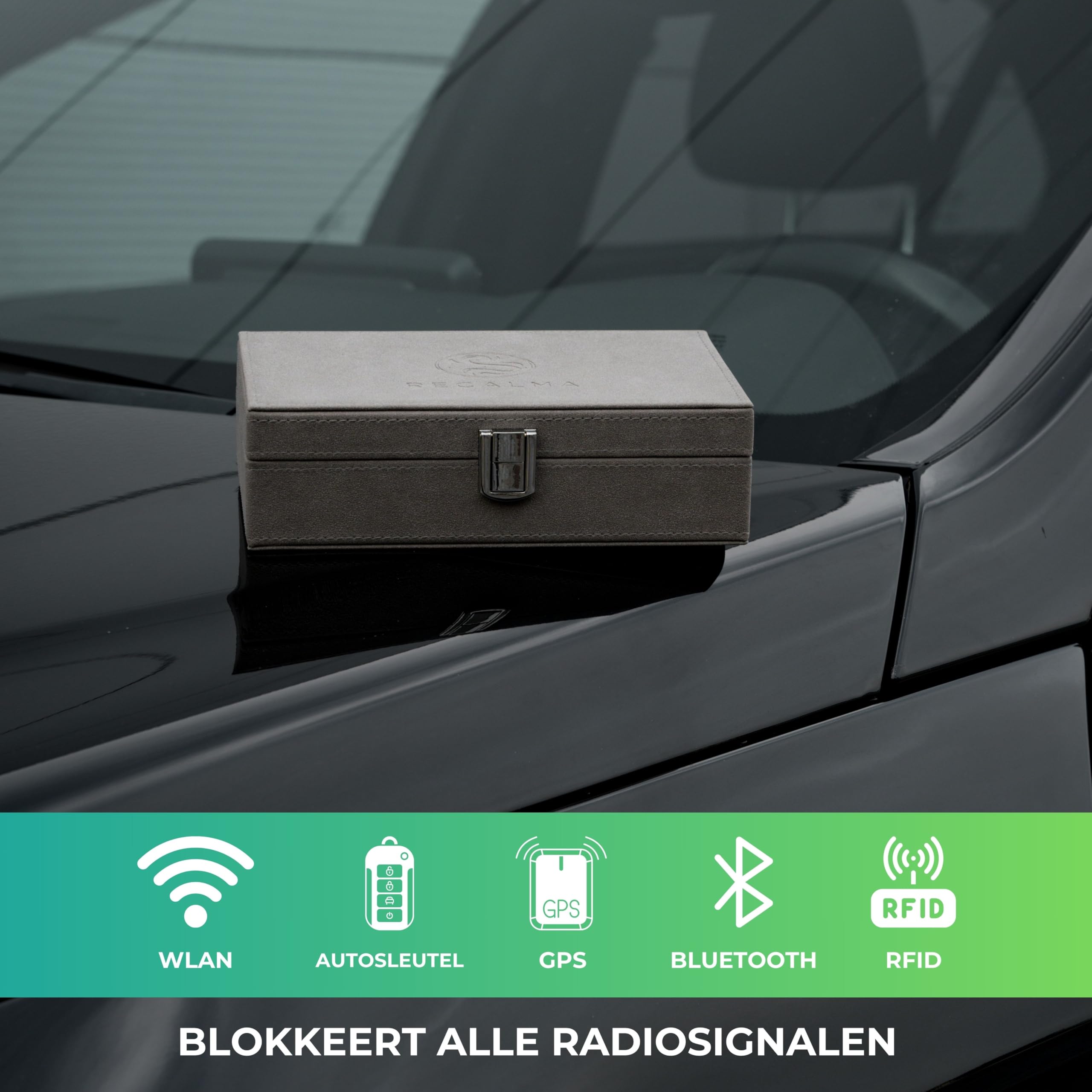 FOVNOT Faraday Anti-diefstal Box voor autosleutels, RFID-signaalblokkering, leren beschermhoes, afstandsbediening tegen hacken op afstand (Keyless Go-systeem