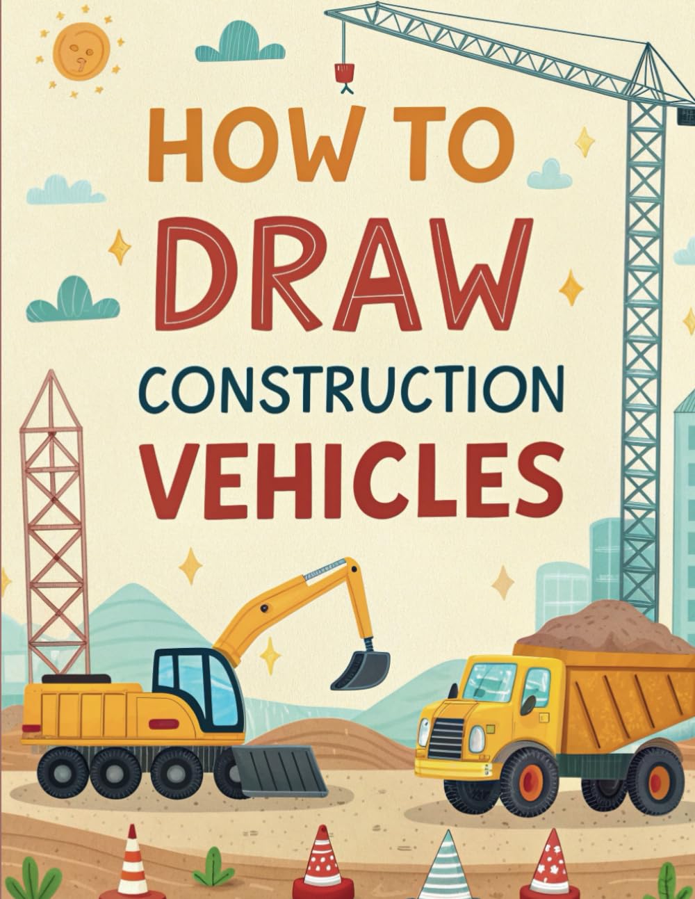How to Draw Construction Vehicles: Step-by-Step Guide for Kids to Learn Drawing Cranes, Dump Trucks, Excavators, and More