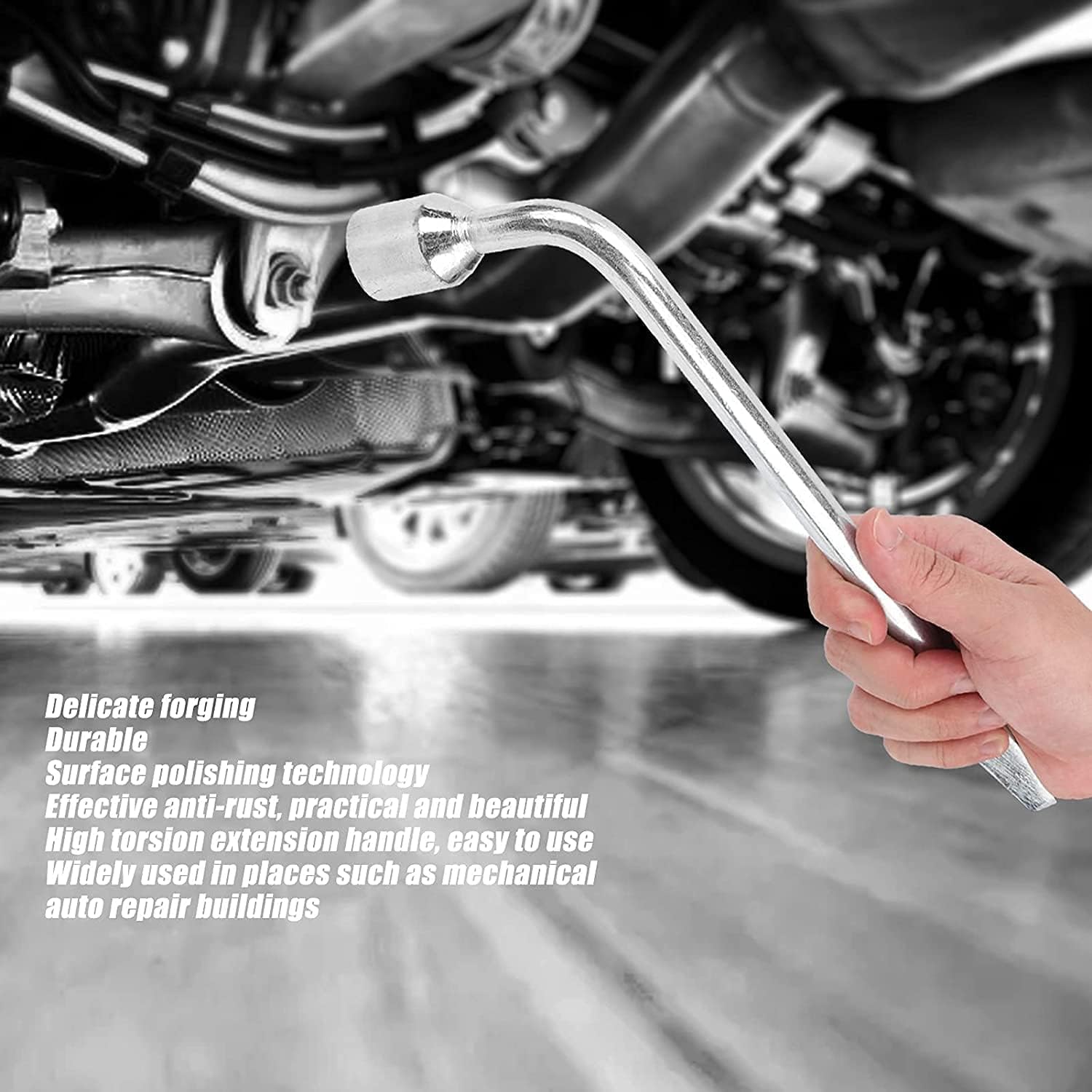 Auniwaig 23mm L Type Hexagon Slotted End Socket Lug Wrench 45# Steel Repair Tool Car Spare Tire Wrench for Jack