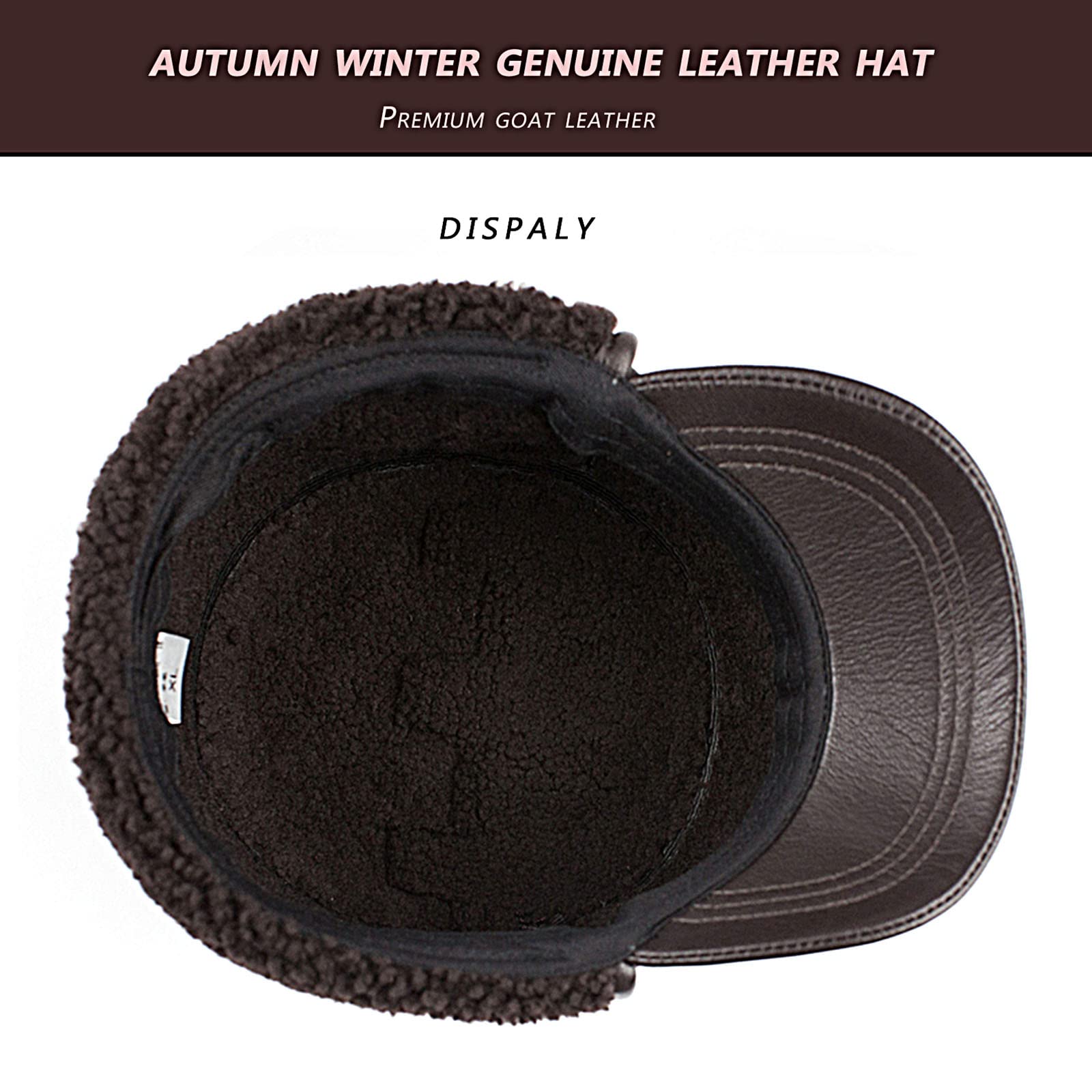 Czapki zimowe dla mężczyzn, czapka trapera ciepłe zimowe skórzane czapki czapka myśliwska z nausznikami, prezent dla taty chłopaka Unisex,Black,L(55~56cm)