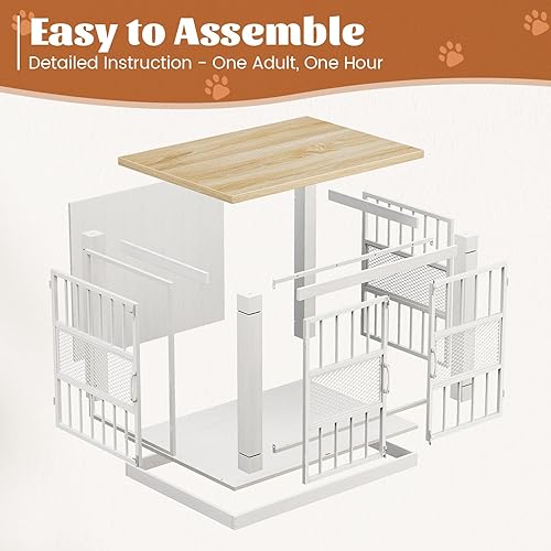Miniatura 28 de VOPEAK Mueble de jaula para perros de 40 pulgadas, resistente a los masticados, jaula resistente para perros, jaula para perros con puertas dobles