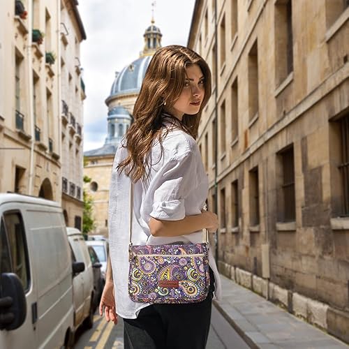 Miniatura 6 de Malirona Bolso cruzado floral duradero para mujer, bolso de mensajero de lona con múltiples bolsillos para viaje