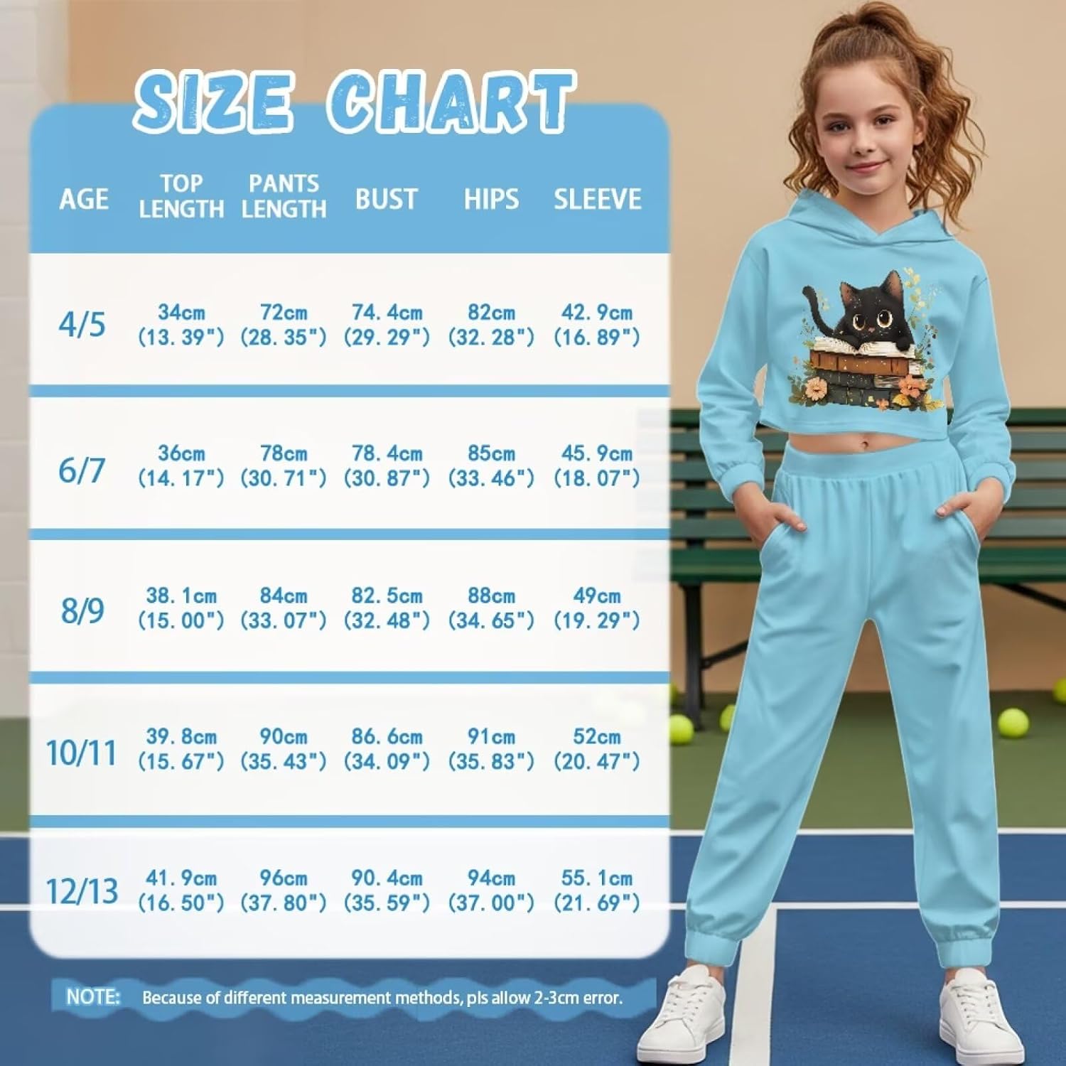 Girls Track Suit 2 Pcs Sports Hoodies Long Sleeve Sweatshirts & Sweatpants Athletic Sweatsuit Short Tops for 4-13