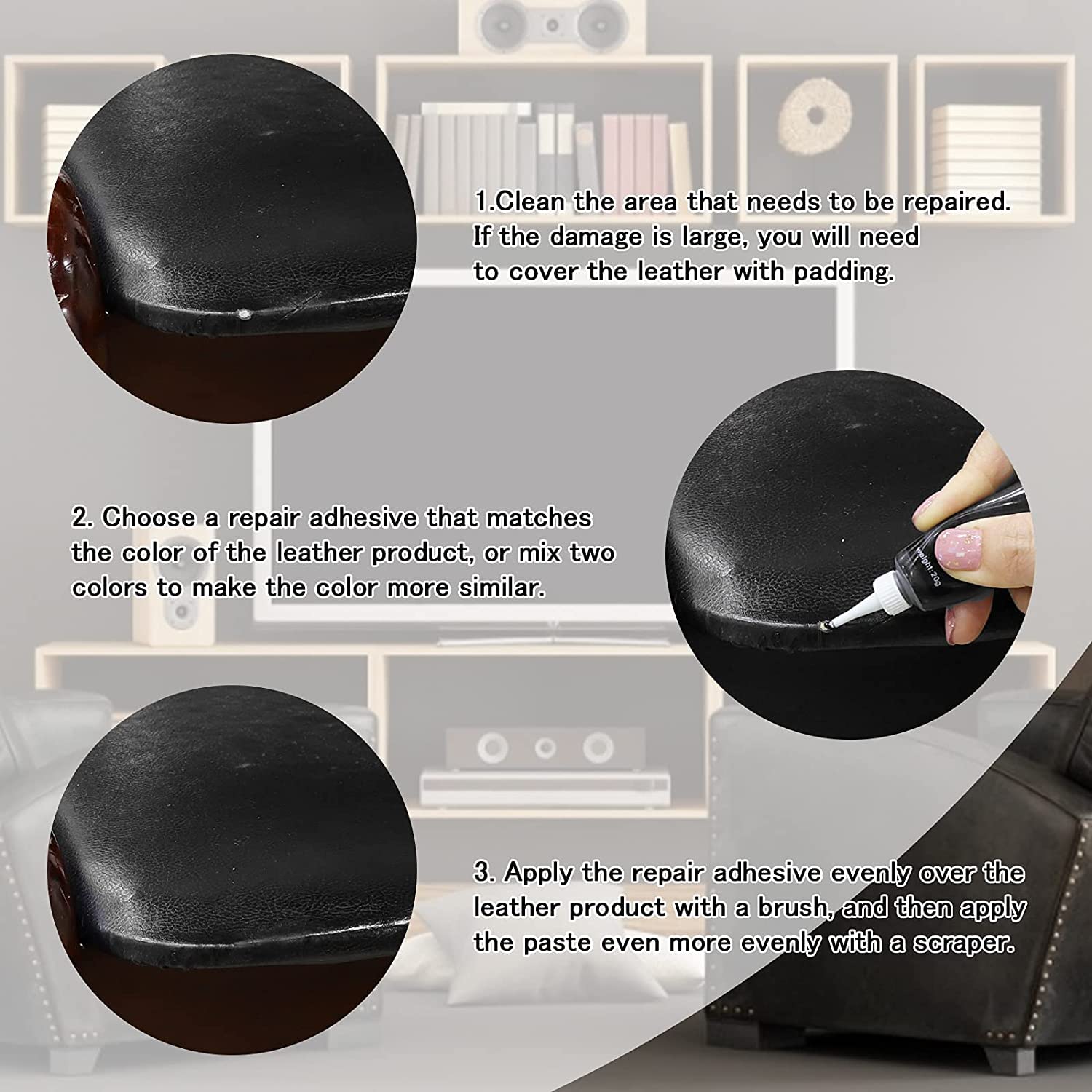 Compound Colori Pelle Kit Riparazione Pelle E Vinile Magicfly - 10 Colori Per Divani, Auto, Borse Pelle Adesiva - Foto 3