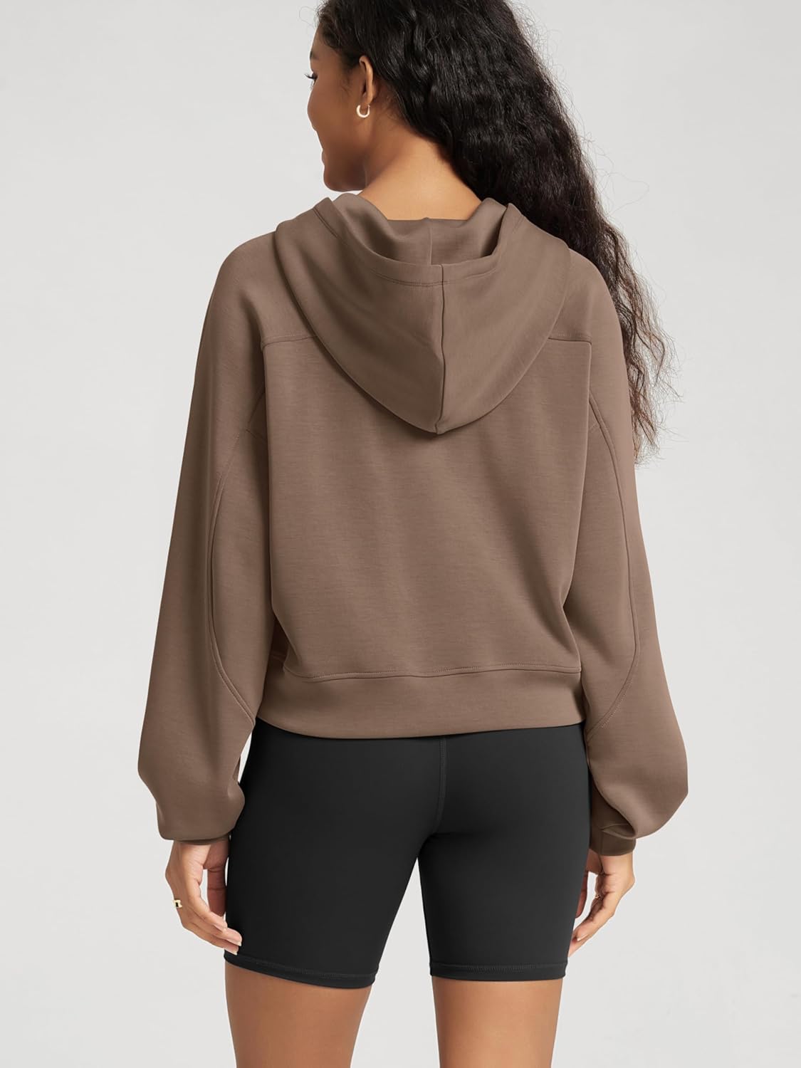 ODODOS Modal Soft Long Sleeve Cropped Hoodie for Women Oversized Pullover Sweatshirts with Pocket - Image 3