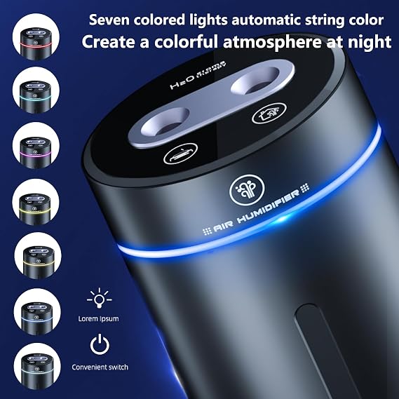 Smart Car Air Freshener, Car Air Freshener Diffuser with Humidifier, Auto On/Off, 3 Mode Adjustable, with 4 Essential Oils(Gun Color)