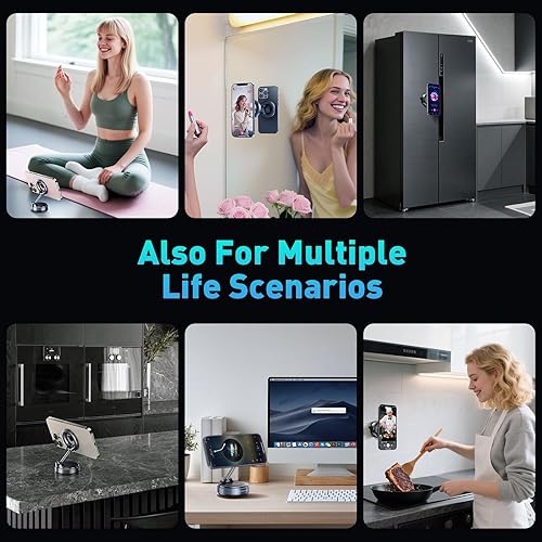 Miniatura 8 de Versión antibrazo suelto soporte magnético de teléfono para auto con vacío de nano gel, soporte de teléfono con ventosa ajustable de 360 para tu