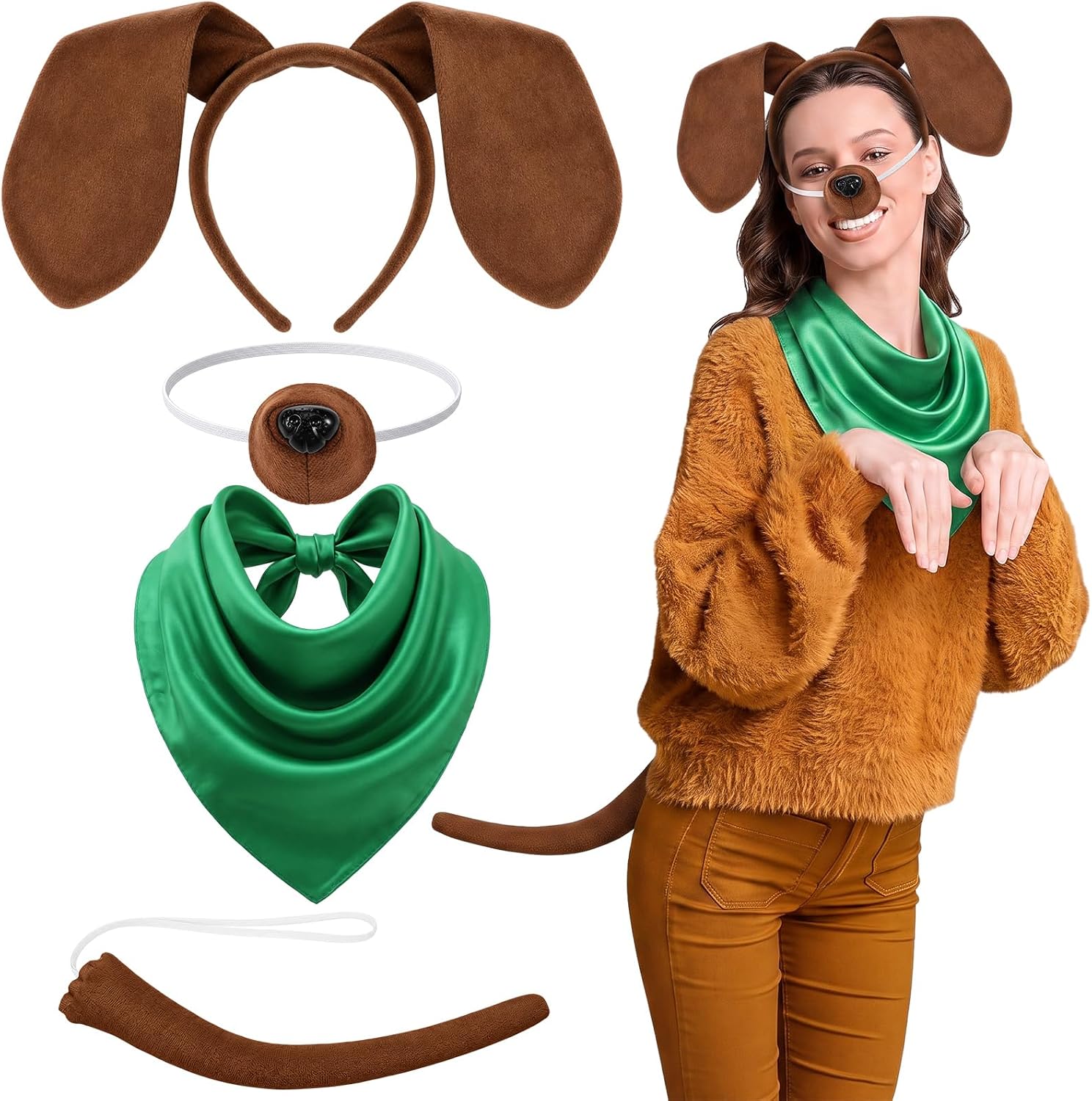 Hercicy 4 Pcs Halloween Puppy Dog Costume, Brown Dog Role
