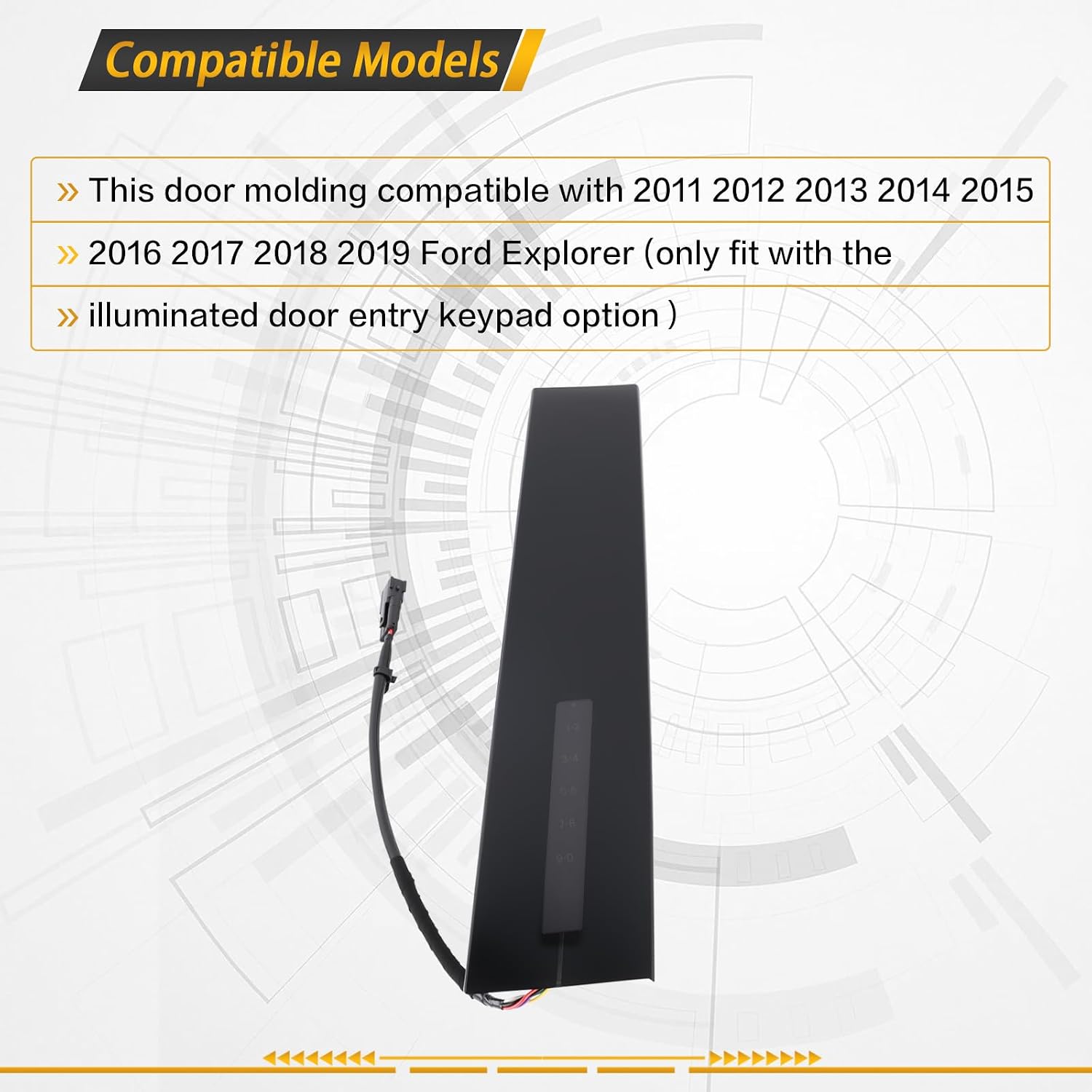 B Pillar Molding Trim with Door Entry Keypad Compatible with Ford Explorer 2011-2019 Replaces DB5Z-7820555-AC Door Pillar Applique Driver Side