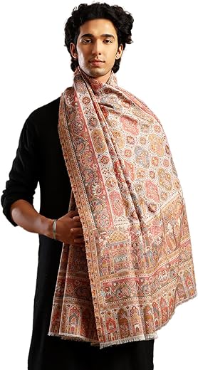 tweedle Wool Blend Kani Shawl/Stole for Men | Size - 40 x 80 inches