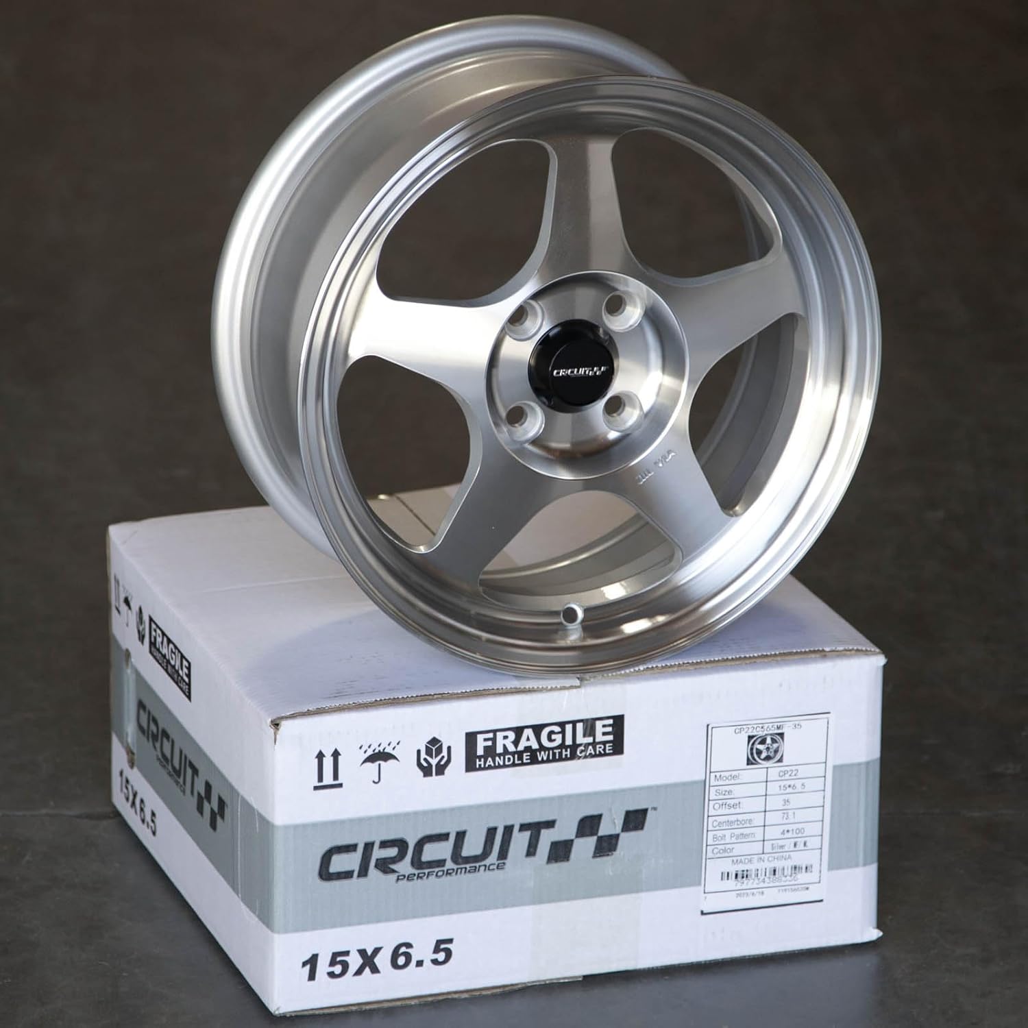 Circuit Performance CP22 15×6.5 Machined Silver 4×100 [+35mm] Wheels Spoon Style Rims compatible with Honda Civic EK EG, Acura Integra DC2, BMW E30, Mazda Miata
