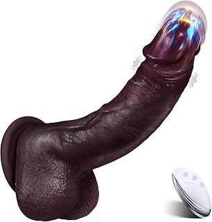 Sex Toys Thrusting Dildo Vibrator, Lifelike Heated Silicone Black Dildos with 10 Thrusting & 10 Vibrating Modes for G Spots clit Anal stimulater, Realistic Penis Adult Sex Toy for Women Couple Play