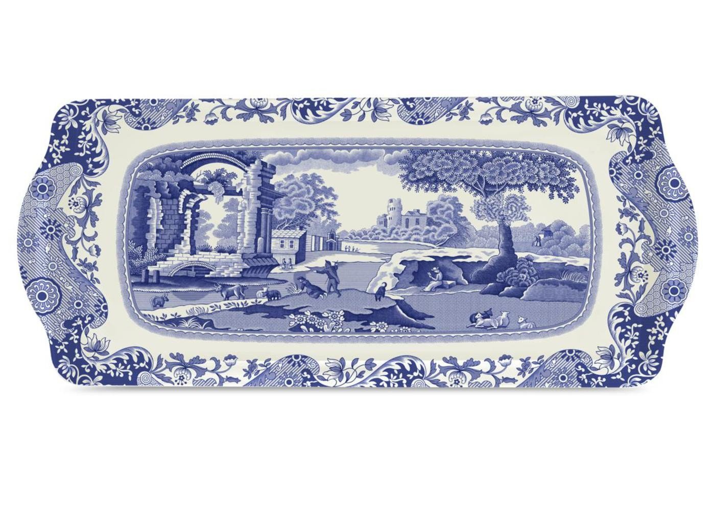 Spode x Blue Italian Melamine Sandwich Tray - Durable Melamine Serving Tray for Tea, Coffee & Snacks, Microwave Safe, Suitable for Everyday Use or Entertaining, 38.5cm