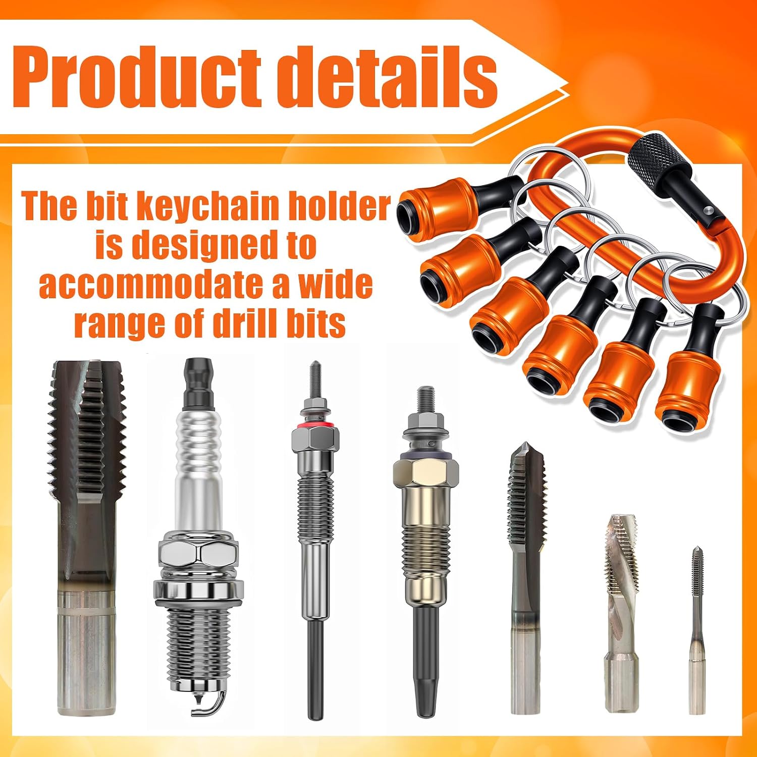Gisafai 24 Pcs 1/4 Inch Bit Holder Keychain Hex Shank Aluminum Alloy Screwdriver Bits Holder Extension Bar Keychain Screw Adapter Drill Change Handheld Portable(Yellow)