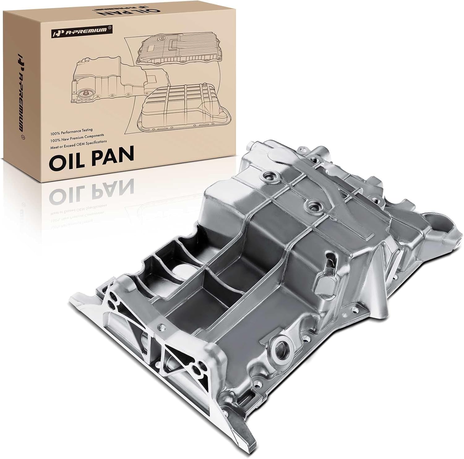 A-Premium Engine Oil Pan Sump with Drain Plug Compatible with Chevrolet Cavalier 2002-2005 Malibu Oldsmobile Alero Pontiac Grand Am Sunfire Saturn Ion Vue L100 LS1 LW1 LW200