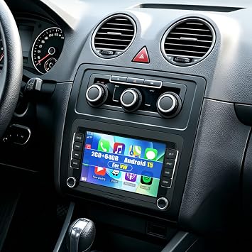 SIXTOP 2G+64G Android 15 Car Stereo for VW Polo Golf 5 6 Tiguan Transporter T5 Caddy with Wireless CarPlay Android Auto 7" Touch Screen Bluetooth Car Radio GPS Navi WiFi FM/RDS EQ + Reversing Camera