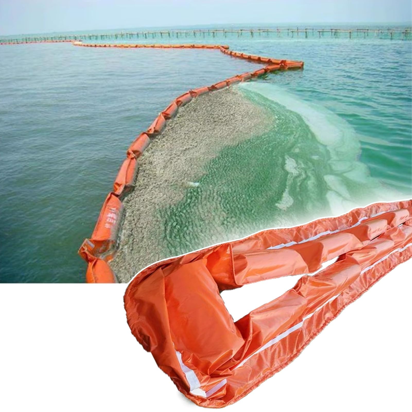 DUANHOZ PVC Oil Boom,Reusable PVC Oil Containment Boom, 33ft & 66ft Floating Barrier for Sea/Lake, Industrial Spill Response, Debris Control, Water Surface Protection, Durable &