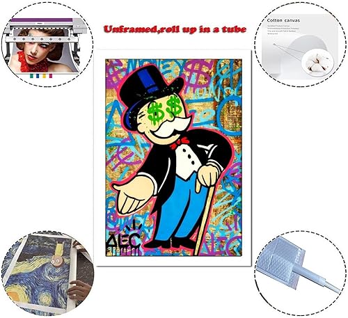 Miniatura 2 de CJQ ALEC-Monopolys - Póster de graffiti para repartir los ojos, pintura decorativa, lienzo, arte de pared, póster de sala de estar, dormitorio, 16 x