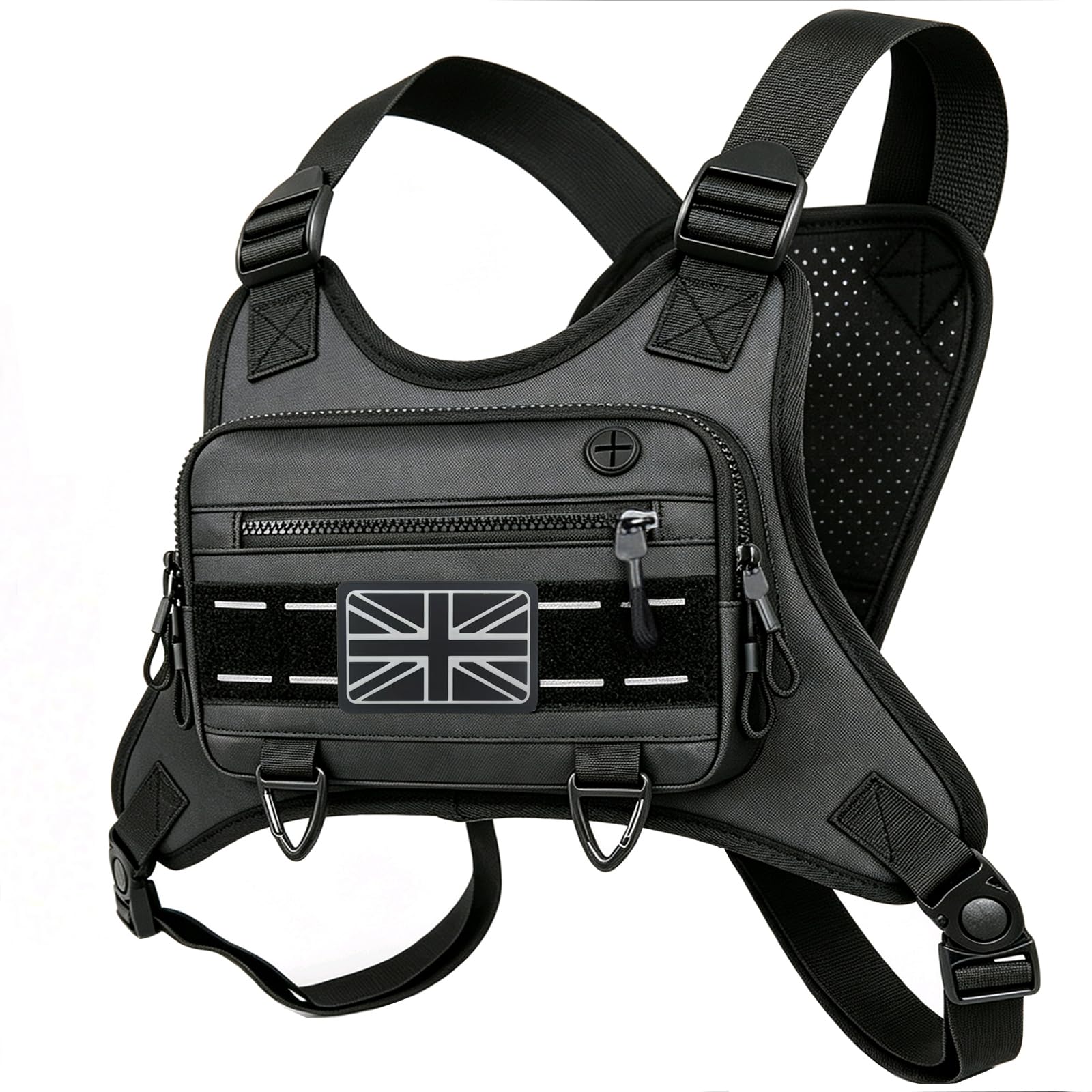 VDONES Running Chest Bag, Tactical Water Resistant Chest Bag for Men, Sports Bag for Jogging, Cycling, Work and Hiking, black, Sporty